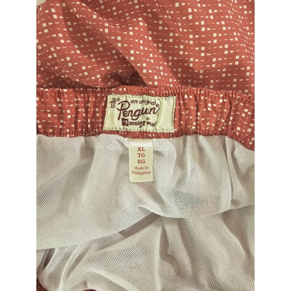 Original Penguin  By Munsing Wear Lined Orange Polka‎ Dot XL Swim Trunks Shorts
